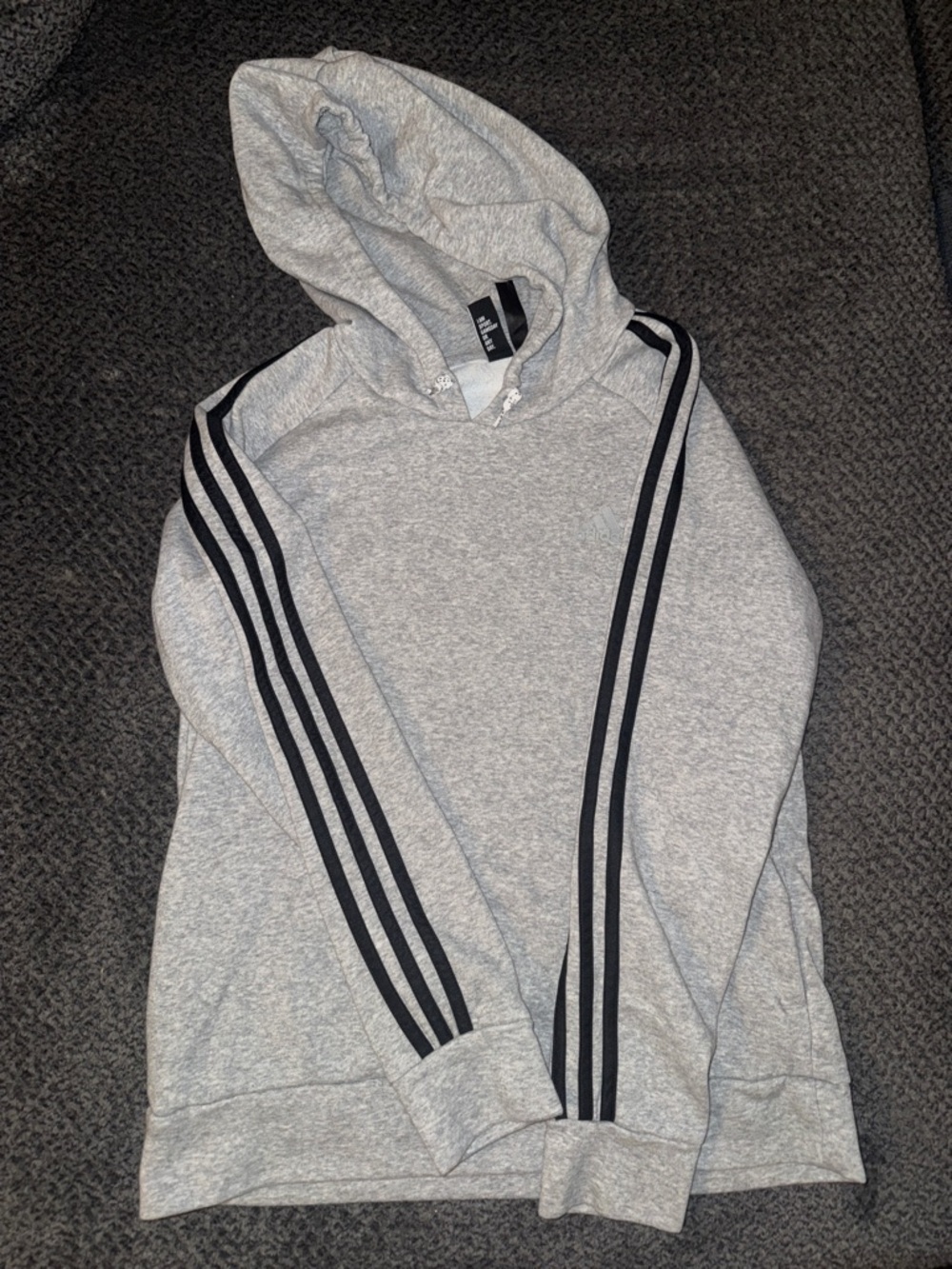 Kids Adidas’s Gray Hooded Sweatshirt with Black Stripe Detail